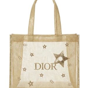 ✨ DIOR Gold Sheer Star Logo Tote – Boutique Exclusive GWP – NWOT
